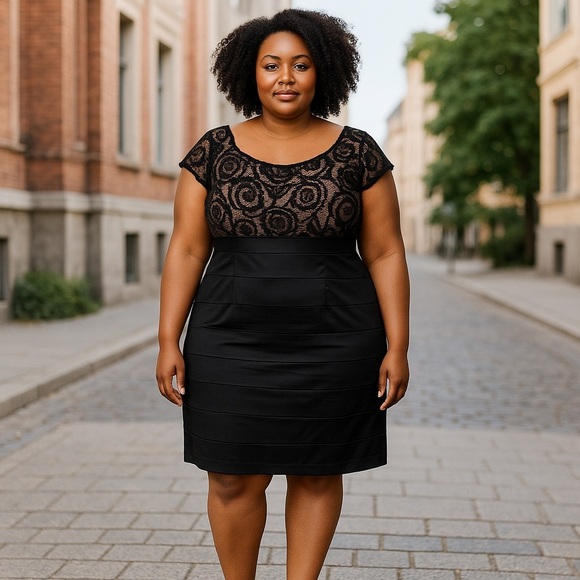 TADASHI SHOJI OT85851MQ RUCHED FLORAL LACE SCOOP NECK CAP SLEEVE SHEATH DRESS - Picture 1 of 15